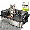 PAWISE Stainless Steel Cat Litter Box System Set, 23.6"x15.7"x8.7" Large
