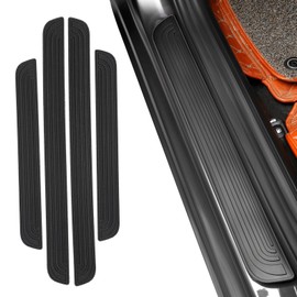 Car Door Sill Protector, 4PCS Car Door Threshold Protection, Door Edge Step Dust Shield Cover for Truck, SUV (Black, Width 1.7")