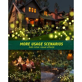AZBESTPRO Solar Garden Lights 2024 Upgraded 40 LED Firefly Lights Solar Outdoor Sway by Wind for Patio Pathway Decoration 2+8 Warm White (Bees 4 Pack)…