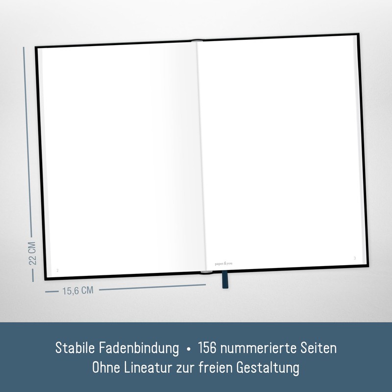 paper&you® Notebook A5+ Blank with Elastic Band [New Adventures] 156