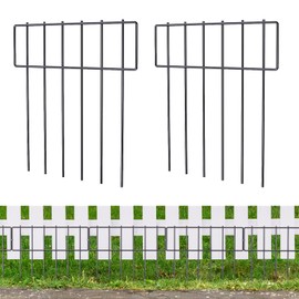 25 Pack Animal Barrier Fence, 17 in(H) X 27 Ft(L) Decorative Garden Fence, Rustproof Metal Wire Garden Border Fence, Dog Rabbits Ground Stakes Fence for Garden.