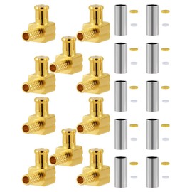 Vecys 10 PCS MCX Male Right Angle Crimp Connectors 50 Ohm MCX Plug 90 Degree RF Coax Connector for RG174 RG316 RF Coaxial Cable