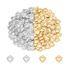 UNICRAFTALE Approx. 200 Pieces 2 Colours Heart Pendant 201/304 Stainless Steel Heart Charms 1/1.2 mm Small Hole Heart Pendant 10 mm Small Valentine's Day Charms for DIY Necklaces Bracelet Earring