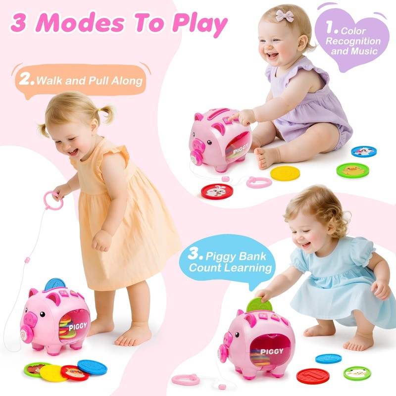 Musical Piggy Bank for Kids, 1 Year Old Learning Toy
