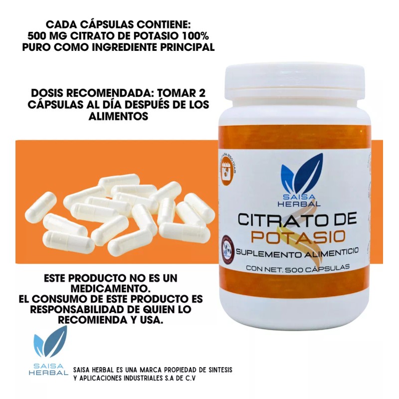 Saisa Herbal Citrato De Magnesio Y Citrato De Potasio 500