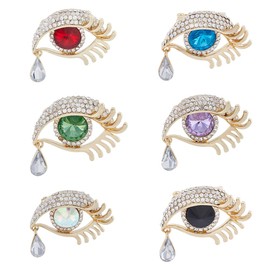 HOBBIESAY 6Pcs Rhinestone Eye Brooch Pin Angel Tears Brooch Pins Crystal Pin for Wedding Party Prom Gift Accessories for Shawl Scarf Buckle Sweater Cardigan