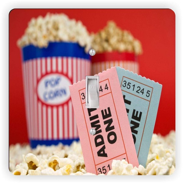 Admit One Movie Ticket Popcorn Red - Light Switch Plate