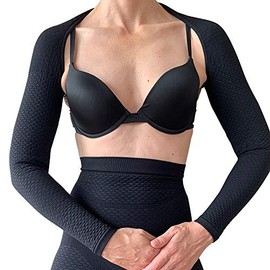 Bioflect® Compression Arm Sleeves Wrap with Bioactive Fibers and Raised Massaging Knit - for Support and Comfort - Black S/M