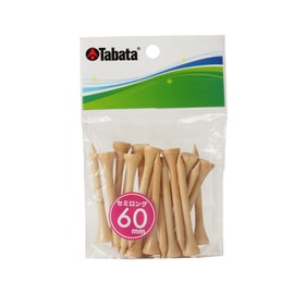 Tabata GV0509 Golf Tees, Long Tees, Wood Tees, Long, Plain Wood Tees, Semi Long, 2.4 inches (60 mm), Pack of 20