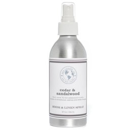 Eco Candle Co. Room & Linen Spray, Cedar & Sandalwood, 8 oz. -Scents of Ozone, Lily & Cedarwood - Recycled Aluminum Bottle, No Propellents, Pump Top, All Natural Ingredients