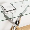 NIERN Tempered Glass Console Table with Chromed Legs, Modern Narrow