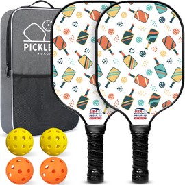 BAGAIL Pickleball Paddles, USAPA Approved Fiberglass Surface Pickleball Set, Lightweight Pickle Ball Rackets with 4 Balls, 1 Bag, Designed in California for Traction and Stability - 2 Pack, Racket