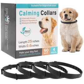 Calming Collar for Dogs,4 Packs Dog Pheromone Calm Collars,Relief Anxiety Stress Separation Lasts 60 Days,Relieve Bad Behavior,25 Inches Size Flexible Adjustable for All Small Medium and Large Dog (A)