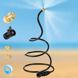 Hose Misters for Outside Patio with 3 Nozzles, 6.6FT Portable Aluminum Hose Mister, Fine Misting System for Cooling, Patio, Garden, Backyard, Water Mist Playing(1 Pack)