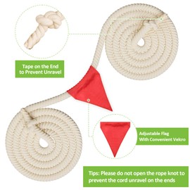 Thadavo Tug of War Rope with Flag for Kids and Adults, Soft Cotton War Rope for Field Day Family Reunion Birthday Party Games, Outdoor Camping Picnic Games for Team Building Activities, Khaki 20FT