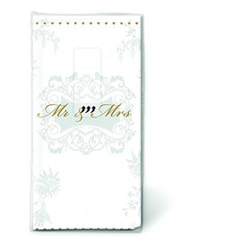 Pack of 10 Handkerchiefs 21,5x22 cm Tt Man & Woman Gold Wedding