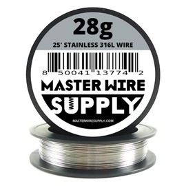 Stainless Steel 316L - 25' - 28 Gauge Wire - 25ft - 0.32mm - 0.013in - Master Wire Supply - Made in USA