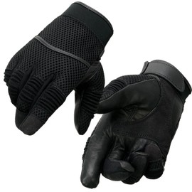 Milwaukee Leather SH791 Men's Black Leather and Black Mesh Combo Racing Motorcycle Hand Gloves W/Elasticized Fingers - XX-Large