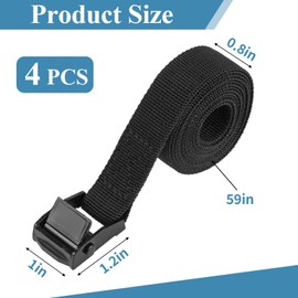 PEASUG Tie Down Straps, 4 Pcs Lashing Small Ratchet Straps with Buckles, 0.78" x 5' Adjustable Simple Cinch Cam Pull Suitable for Trucks, Cargo, Luggage Black