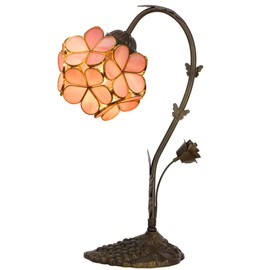 Tiffany Lamp Table Lamp Pink Petal Stained Glass Small Desk Lamp 10X6X16 Inches Reading Light