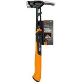 Fiskars Pro IsoCore 17 oz Framing Hammer (16") - with Rip Claw, Shock-Absorbing Grip, and Magnetic Nail Starter - Drive Large Nails into Tough Wood - Construction and Home Improvement Tools