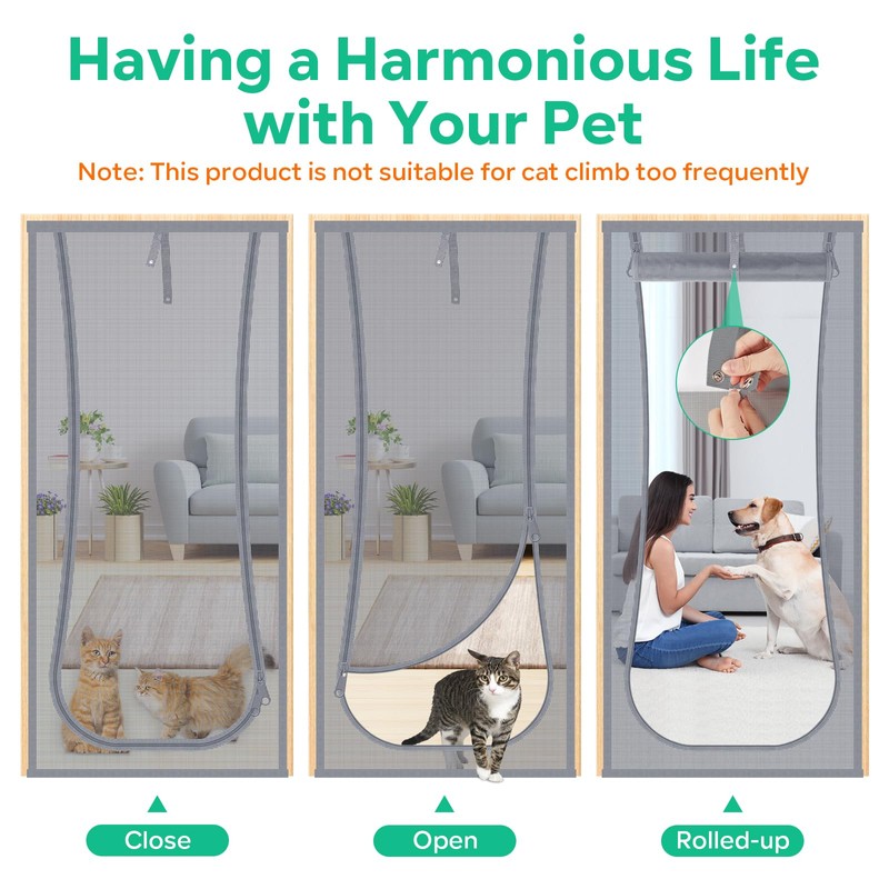 Reinforced Cat Screen Door, Fits Door Size 30''x 80'' Heavy