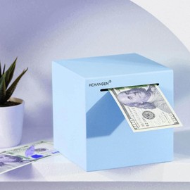 HCHANGEN Adults Piggy Bank Must Break to Open Stainless Steel Piggy Bank for Adults Unbreakable Metal Piggy Bank for Cash Saving (Blue, 4.72inches)