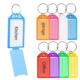 ZHXGO Key Fob Writeable Set, 48 Pieces Plastic Key Fobs, Key Fob for Labelling in 8 Colours, Robust Keychain, Key Tags Labels for Pets, Luggage Items, colourful