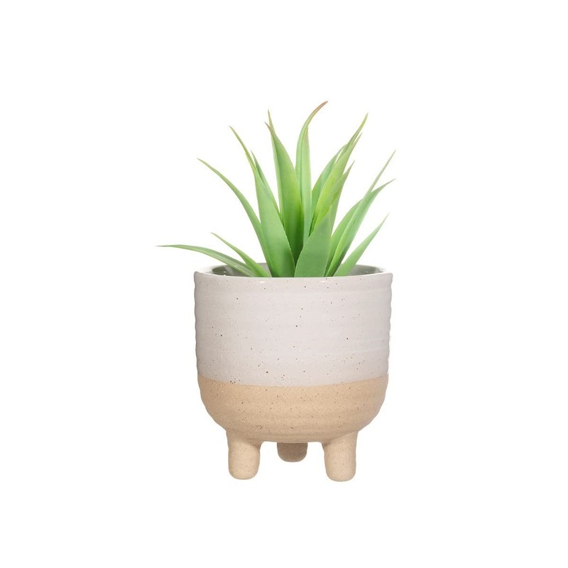 Sass & Belle Rustic White Half Glazed Small Planter
