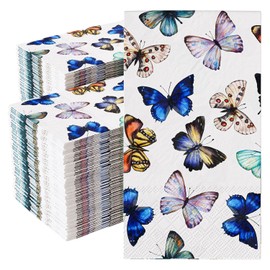 Servilletas de papel de mariposa decorativas, toallas desechables de baño, 100 servilletas de mariposa de 3 capas desechables, decoraciones de fiesta de té, toallas de mano de papel para baño,