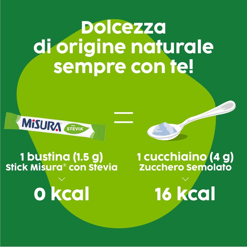 Misura Stevia in Bustine, Bustine con Cristalli Finissimi, Zero Calorie,