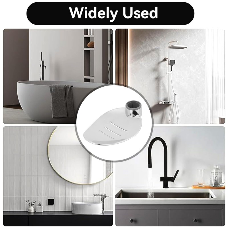 2Pcs Stainless Steel Shower Rod Soap Dish, Shower Rail Slide