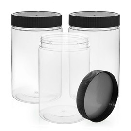 Vumdua 27 Ounce Plastic Jars with Lids, 3 Pack Food Storage Containers Airtight, Clear Containers for Organizing
