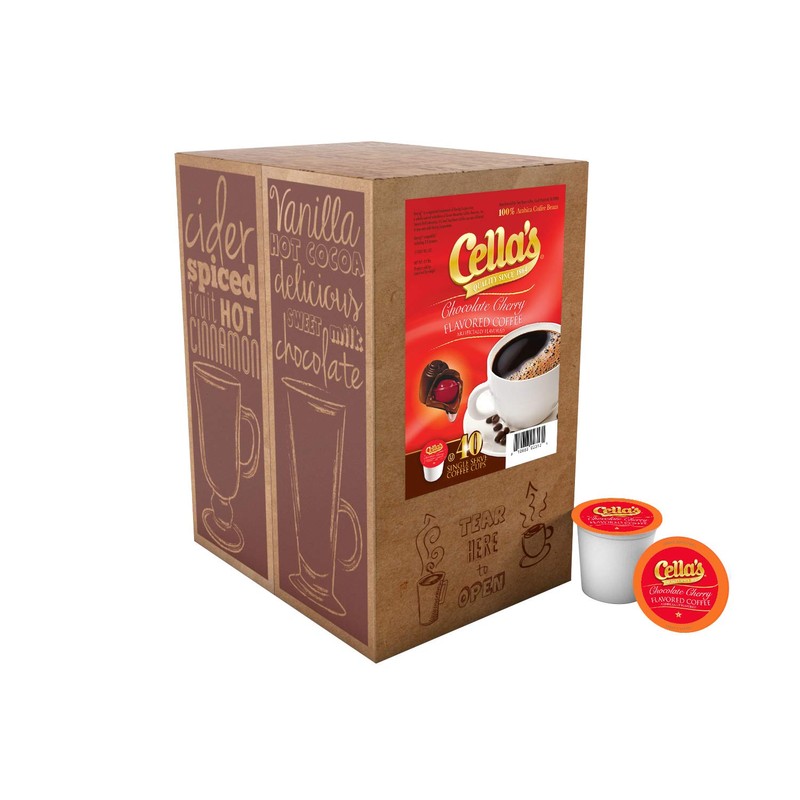 Cella's Chocolate Cherry Coffee Pods Compatible with Keurig K Cup