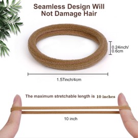 Pimoys 100 Pcs Elastic Hair Ties, Thick Seamless Hair Bands No Damage Soft Ponytail Holders Hair Accessories for Girls Women, Neutral