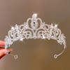 Wedding Bridal Tiara Crown with Cubic Zirconia for Self-Styling Bridal Shower Pearl Cubic/ONE