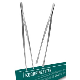 4smile Barbecue Tongs Stainless Steel Long 30 cm - Stainless Steel Kitchen Tongs Can Be Used As Meat Tongs Roasting Tongs Cooking Tongs or Serving Tongs - A Useful Kitchen Aid for All Hobby Chefs and Cooking Professionals