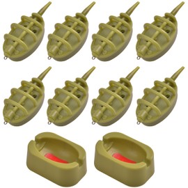 FUSIGO Carp Fishing Inline Method Feeders Set, 4pcs Inline Method Feeders with 1pc Quick Release Mould Holder Tool Carp Fishing Accessories Tackle Equipment 15g/20g/25g/35g/30g/40g/50g/60g