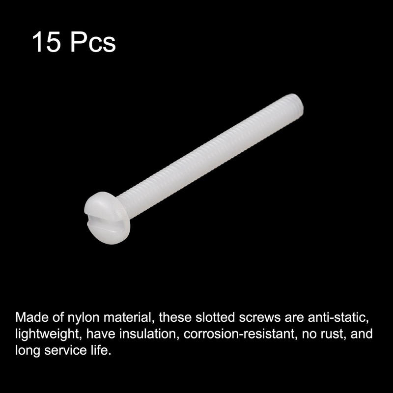 sourcing map Pack of 15 Nylon Machine Screws M4 x