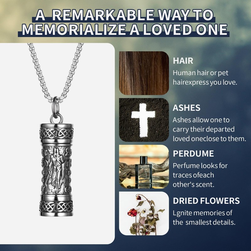 OIDEA St Michael Urn Necklace for Ashes: Archangel Michael Ashes