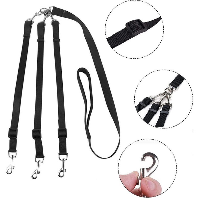 3 in 1 Dog Leashes, with Adjustable Detachable Coupler, 3