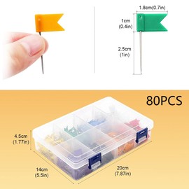 JUGUTA Map Flag Pins, Pack of 80 Marking Flags Push Pins, Marking Flags, Pine Needles, Colourful Marking Flags Pin Pins for Pin Board, Bulletin and Maps