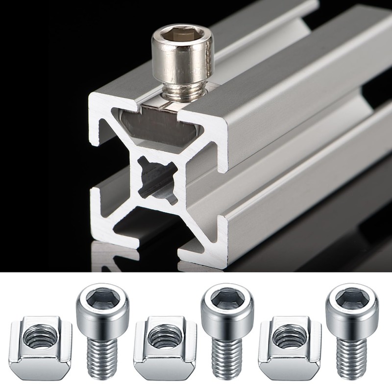 Roll-in Spring T-Nuts, 10 Pcs M5 T-Slot Bolts and Nuts,