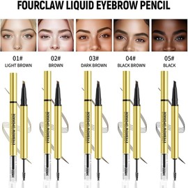 2025 New Microblading Eyebrow Pen,Brow Pencil 2-in-1 Dual-Ended Microblading Eyebrow Pen with Micro-Fork-Tip and Precise Brush-Tip Create Natural Hair-Like Brows (Colors 5pcs)