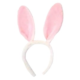 The Fancy Dress Womens White Pink Bunny Ears Headband Fancy Dress - Adults Ladies Soft Fluffy Easter Animals Hair Band Costume Accessory UK