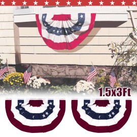 2× USA Pleated Fan Flag American USA Bunting Flags Patriotic Stars Stripes Decor