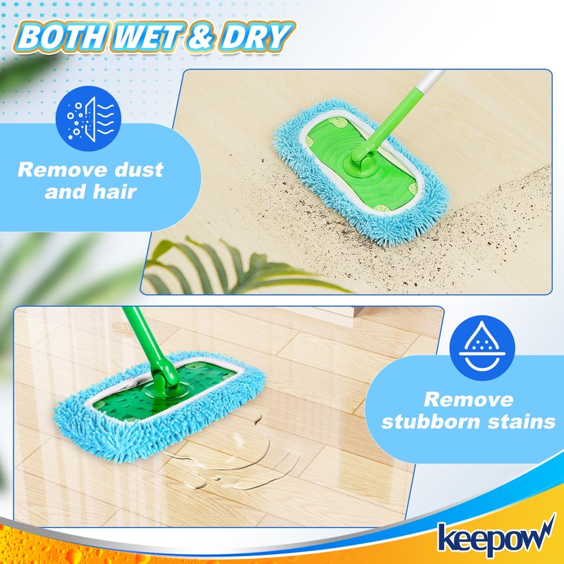 KEEPOW Reusable Microfiber Mop Pads Compatible with Sweeper Mop Replacement