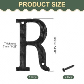sourcing map House Address Letter, 4.9 Inch Cast Iron Vintage Wall Letter R Outside Letters for Home Street Office Mailbox Sign, Black