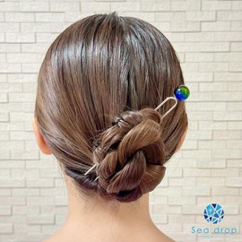 Sea drop 320ht-5 Hairpin U-Shaped Luminous Firefly Glass 9 Colors Dragonfly Ball Keramarine 0.6 inch (16 mm) Glow in the Dark Silver U-shaped Pin, Hair Ornament, Japanese Style, Yukata, Kimono, Hair