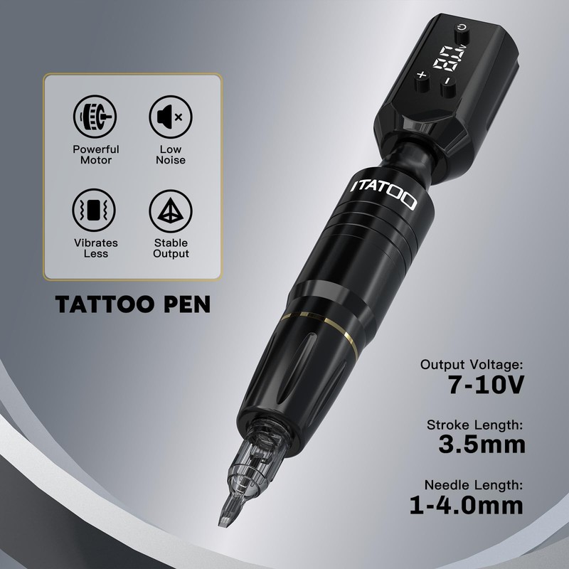 ITATOO Tattoo Gun Tattoo Kit, Wireless Tattoo Machine with 2PCS